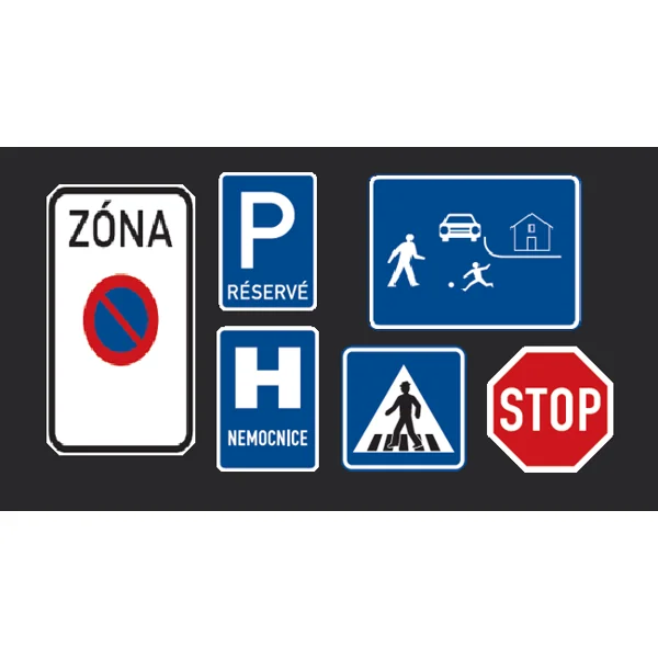 Předformované dopravní značení ''Hranatá značka'' – termoplast, barevná, 750×750mm, bal 2 ks